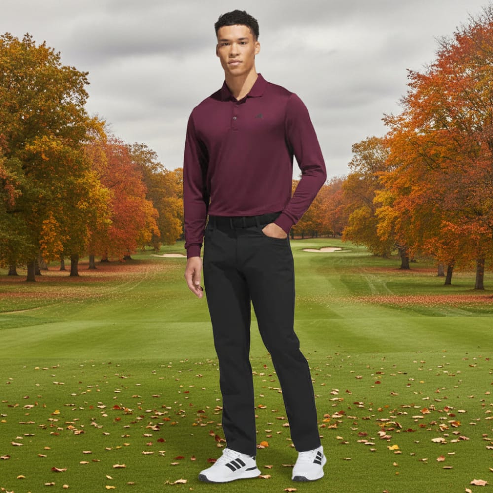 adidas Ultimate365 Cold.Rdy Long Sleeve Polo Shirt - Maroon
