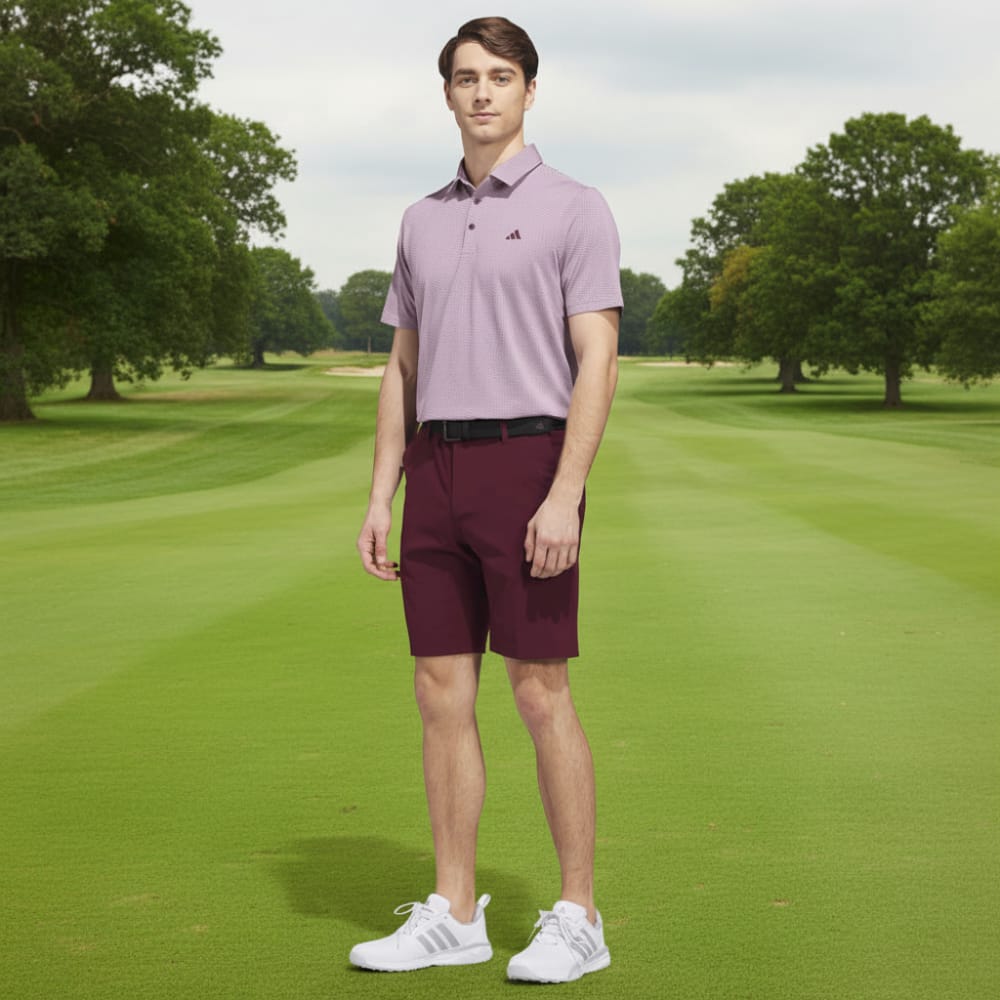 adidas Performance Textured Polo Shirt - White/Maroon