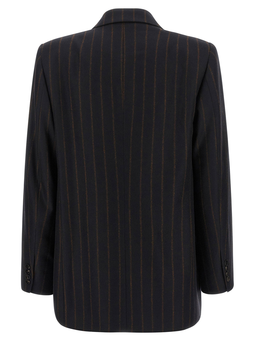 Alberto Biani Pinstripe Wool Flannel Blazer — Navy