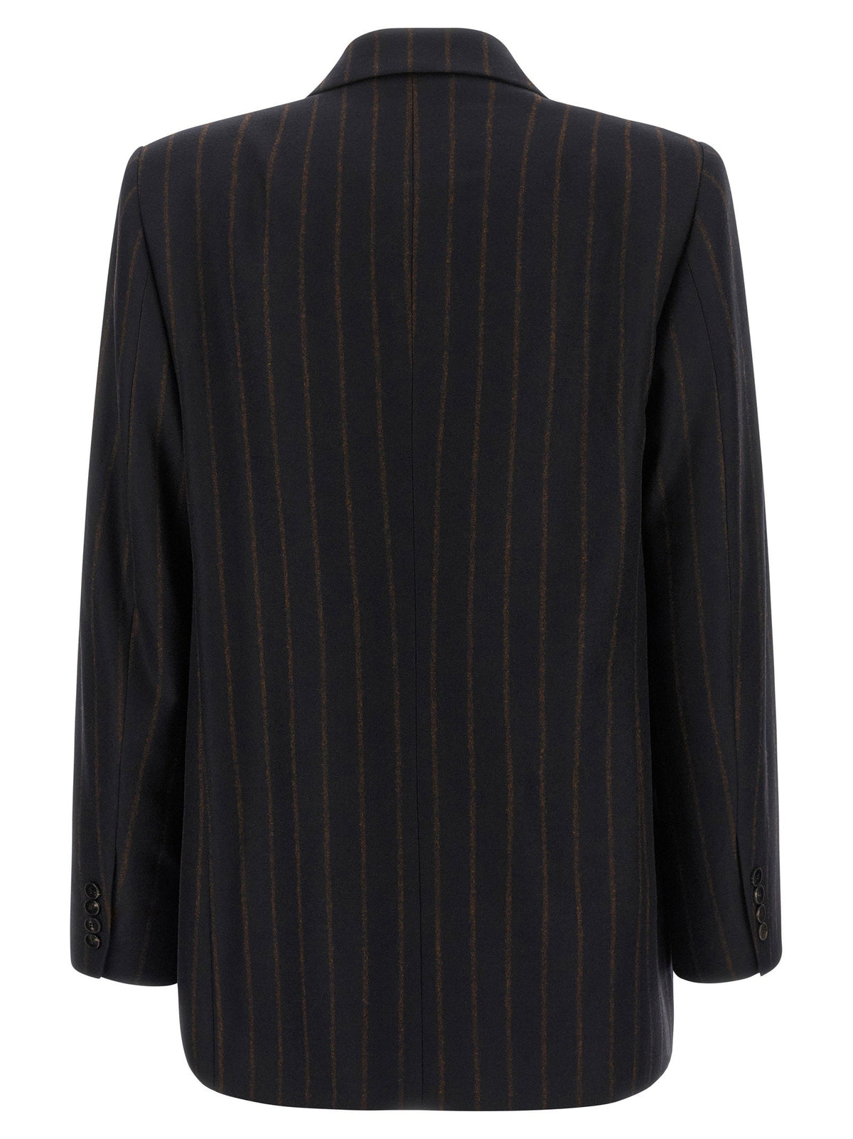 Alberto Biani Pinstripe Wool Flannel Blazer — Navy