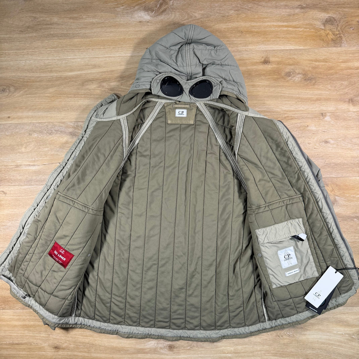 C.P. Company GD Liner Padded Goggle Jacket in Fallen Rock - Grey