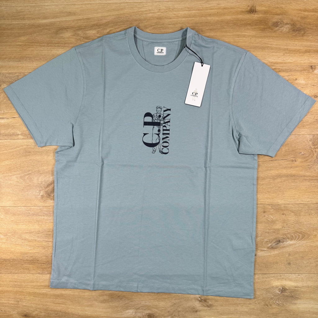 C.P. Company 30/1 Jersey T-Shirt in Silver Blue