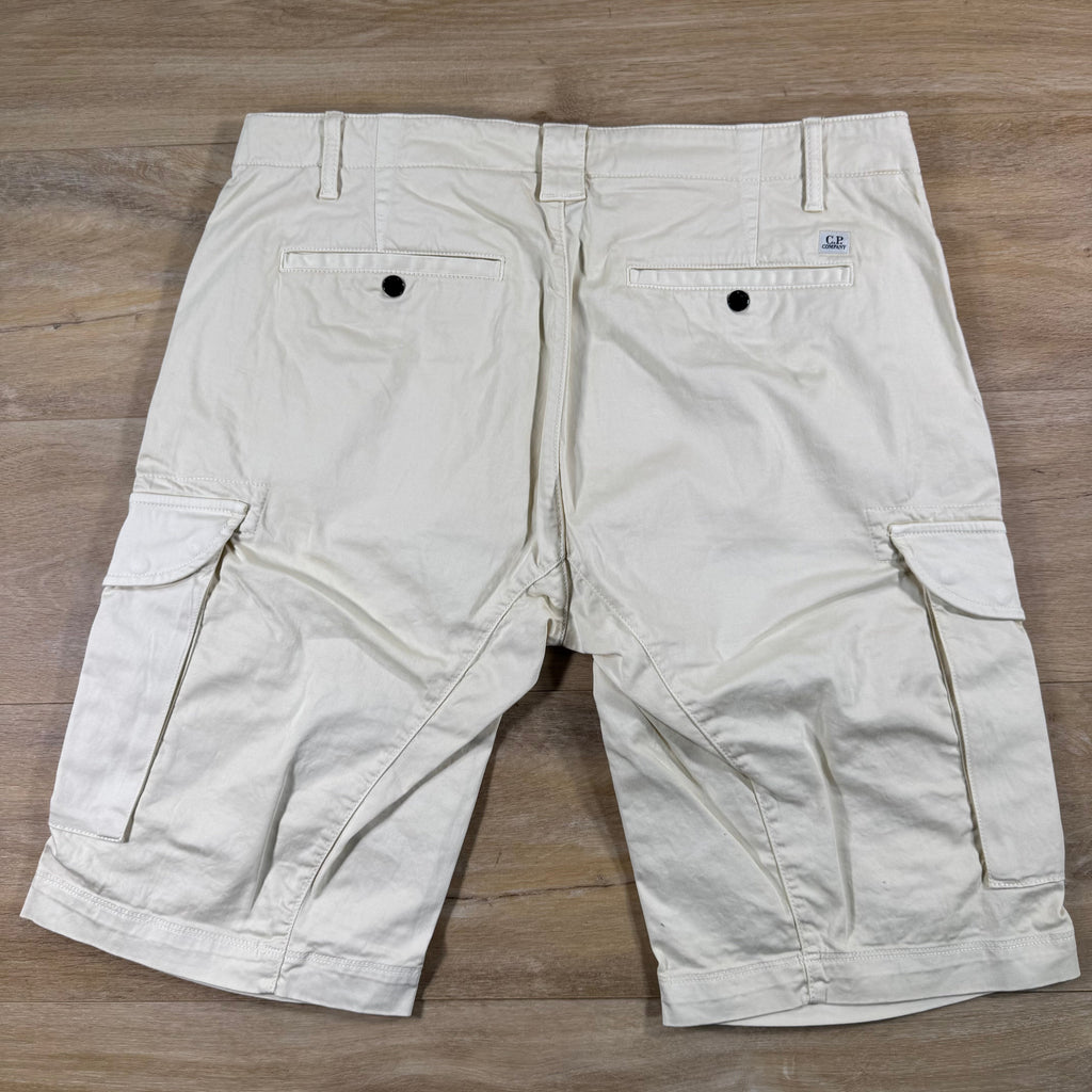 C.P. Company Stretch Sateen Cargo Lens Shorts in Frozen Dew