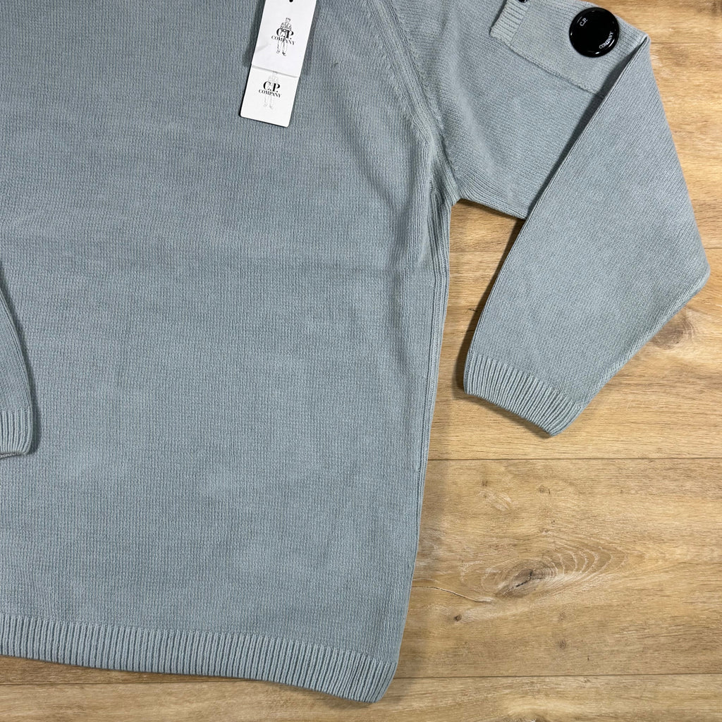 C.P. Company Cotton Chenille Crewneck Lens Sweater in Silver Blue