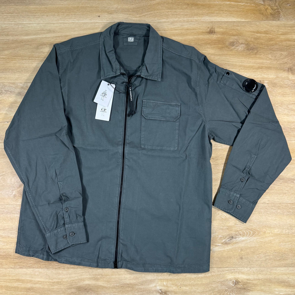 C.P. Company Organic Gabardine Lens Overshirt in Gunmetal - Grey