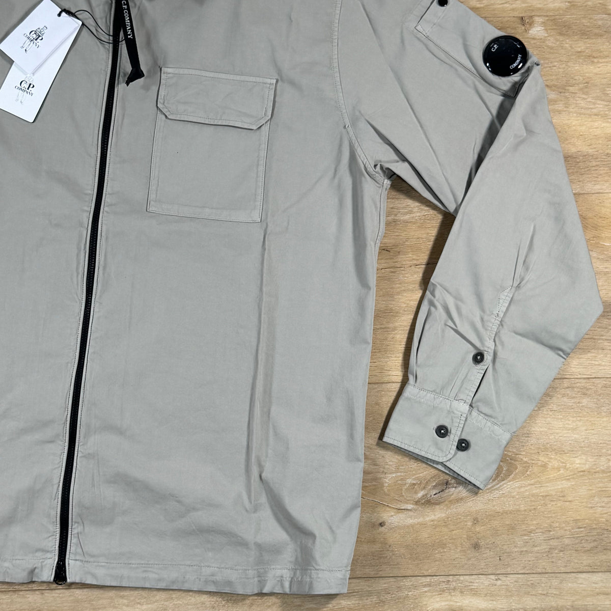 C.P. Company Organic Gabardine Lens Overshirt in Dove