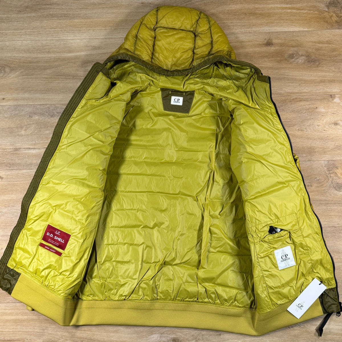 C.P. Company D.D. Shell Lens Down Jacket in Antique Moss - Yellow
