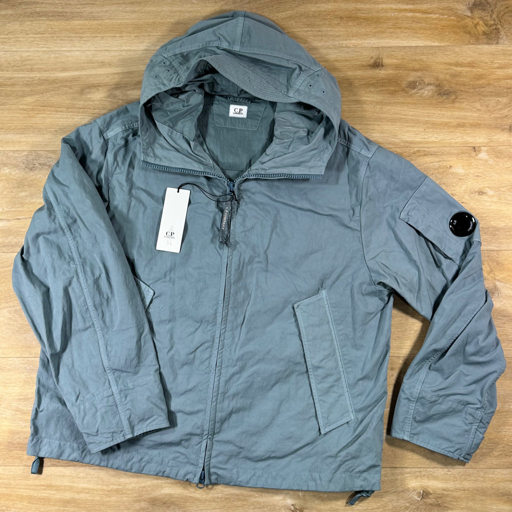 C.P. Company Twill Hooded Lens Jacket in Silver Blue