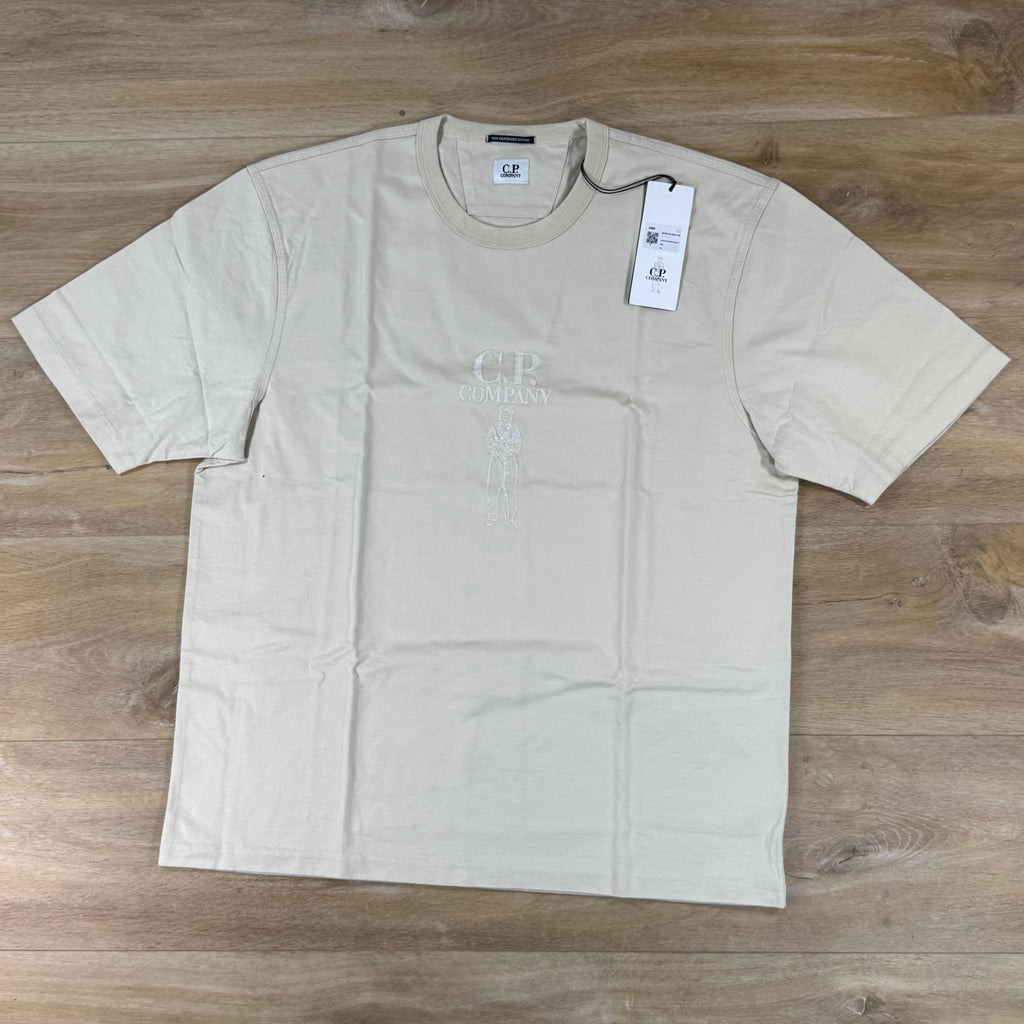 C.P. Company Mercerized Jersey 30/2 Twisted Logo T-Shirt in Frozen Dew