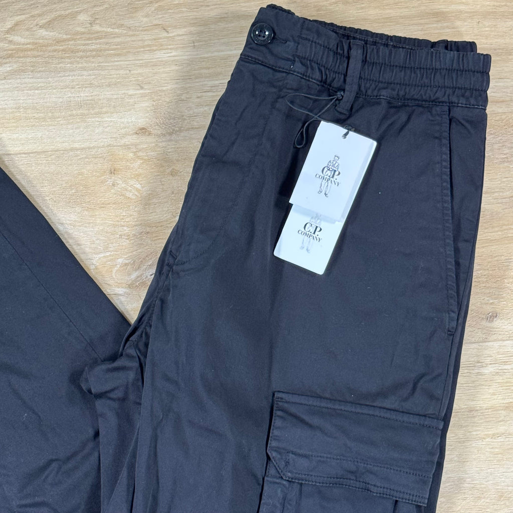 C.P. Company Stretch Sateen Lens Cargo Pants in Black