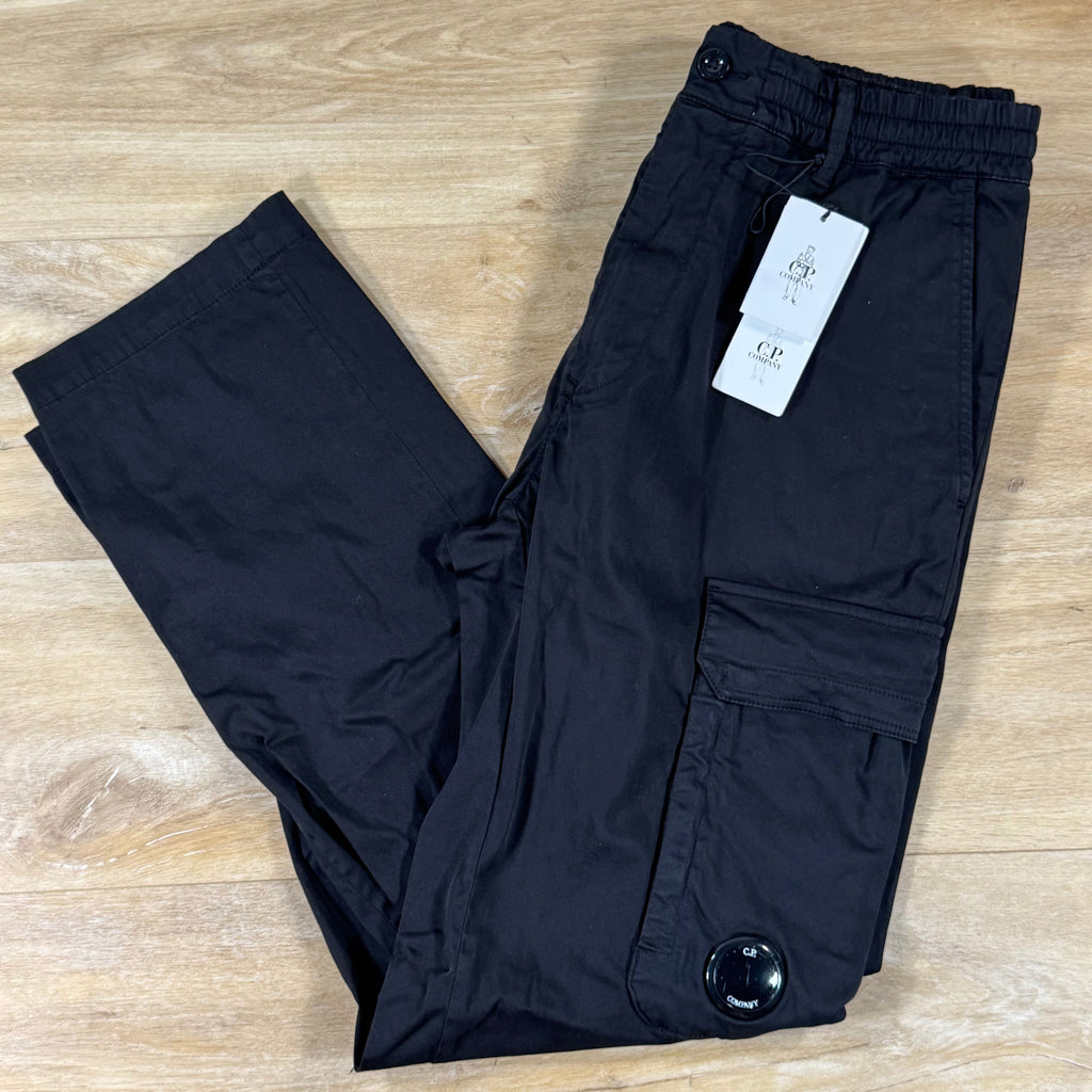 C.P. Company Stretch Sateen Lens Cargo Pants in Black