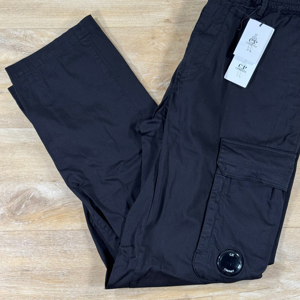 C.P. Company Stretch Sateen Lens Cargo Pants in Black