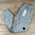 C.P. Company Cotton Linen Elasticated Lens Cargo Pants in Dove