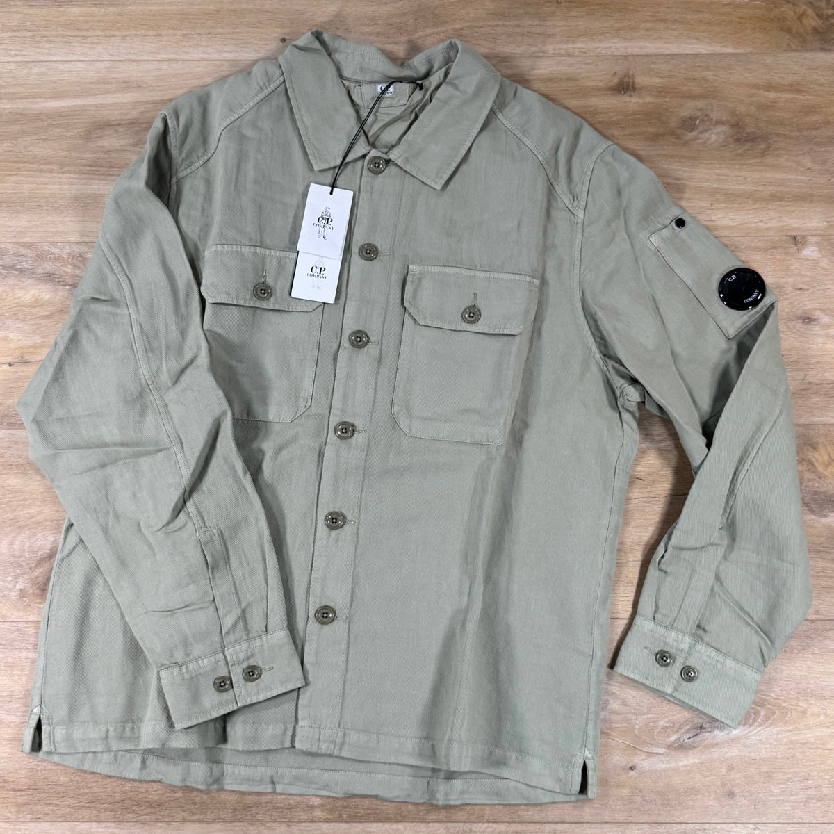 C.P. Company Broken Twill Lens Overshirt in Moss Gray - Green