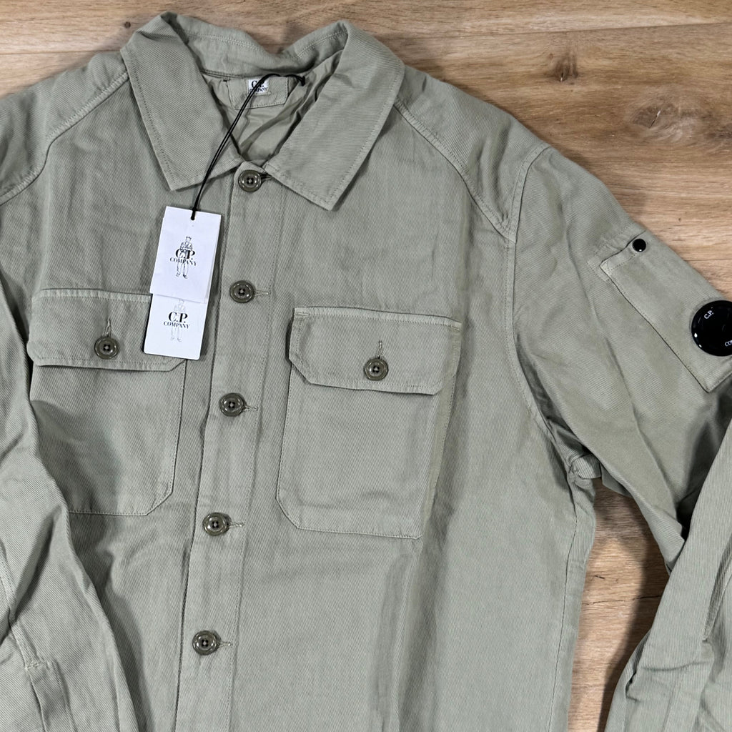 C.P. Company Broken Twill Lens Overshirt in Moss Gray - Green