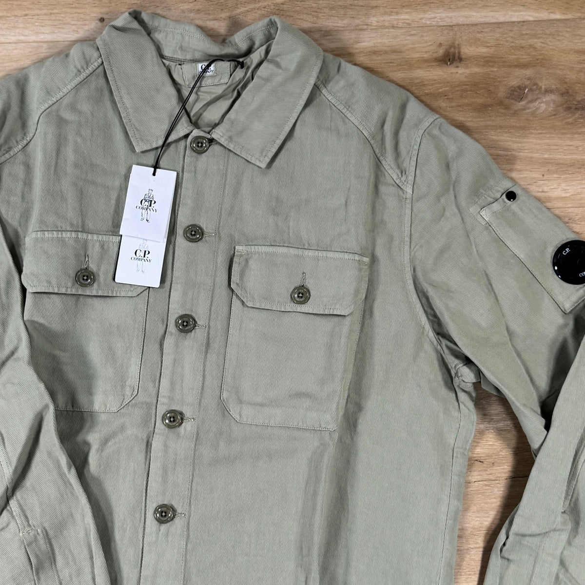 C.P. Company Broken Twill Lens Overshirt in Moss Gray - Green