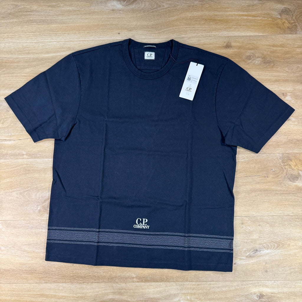 C.P. Company Mercerized Jersey 30/2 Twisted Embroidery T-Shirt in Navy