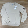 C.P. Company Cotton Crepe Crewneck Lens Sweater in Frozen Dew