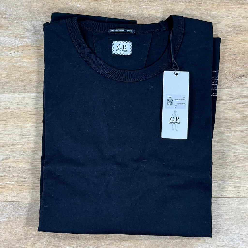 C.P. Company Mercerized Jersey 30/2 Twisted Embroidery T-Shirt in Black