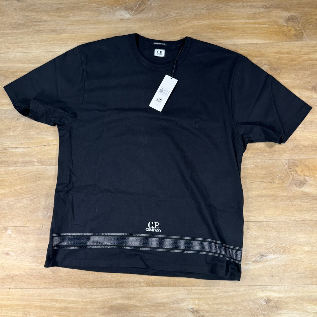 C.P. Company Mercerized Jersey 30/2 Twisted Embroidery T-Shirt in Black