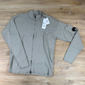C.P. Company Cotton Sea Island Zipped Lens Cardigan in Dove