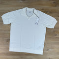 C.P. Company Cotton Crepe Short Sleeve Polo Sweater in Gauze White