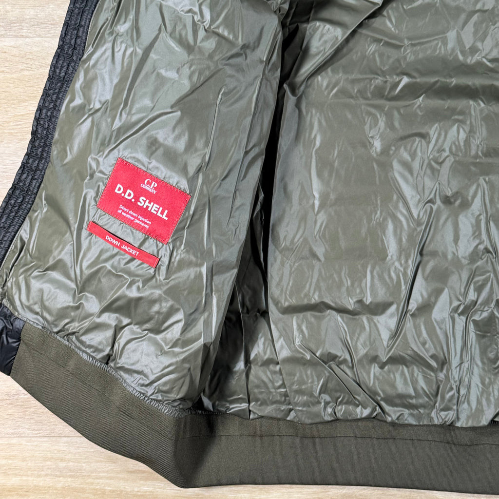 C.P. Company D.D. Shell Hooded Lens Down Jacket in Ivy Green