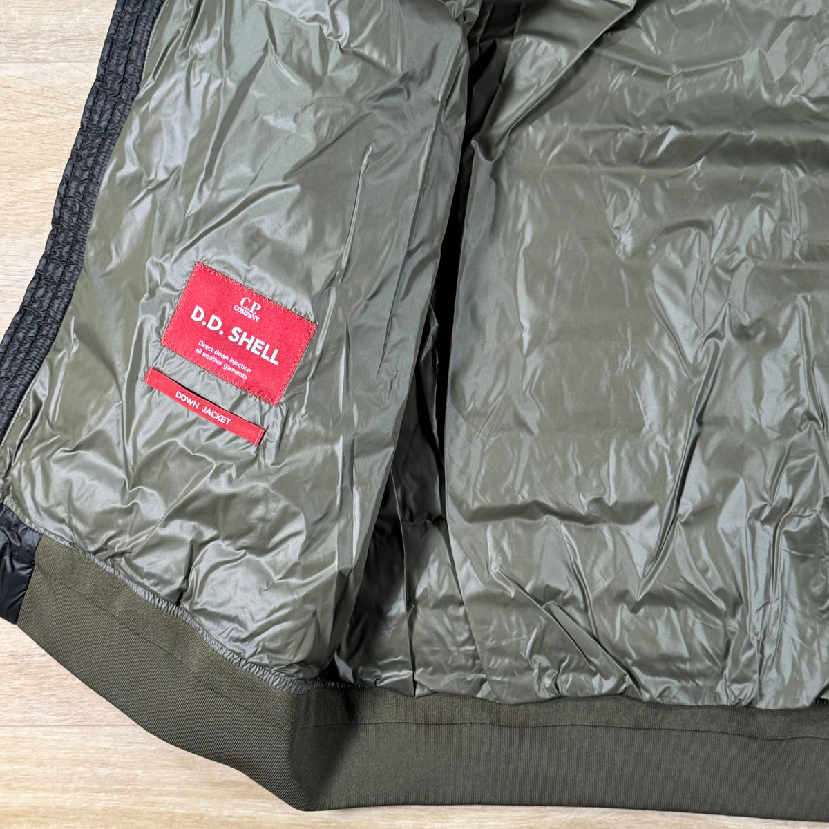 C.P. Company D.D. Shell Hooded Lens Down Jacket in Ivy Green