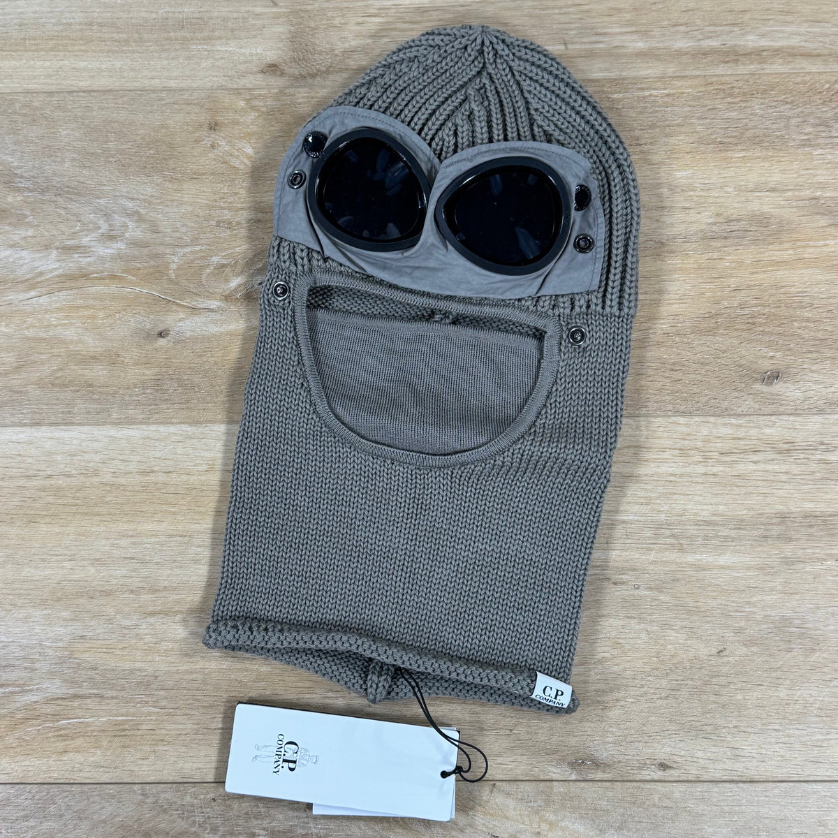 C.P. Company Merino Wool Goggle Balaclava in Fallen Rock - Beige