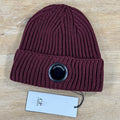 C.P. Company Extra Fine Merino Wool Lens Beanie in Andorra - Red