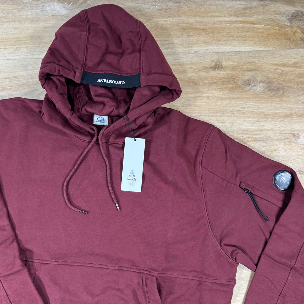 C.P. Company Diagonal Raised Fleece Lens Hoodie in Andorra - Red