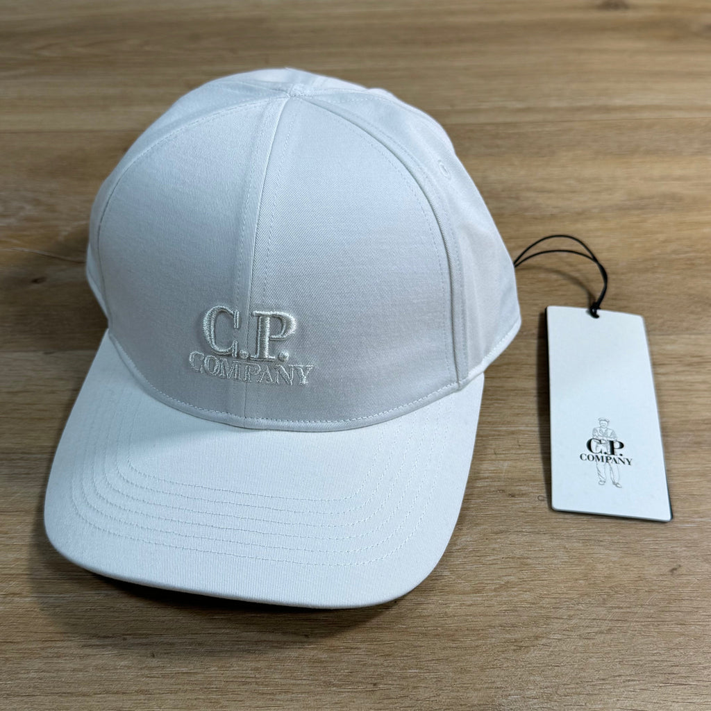 C.P. Company Gabardine Logo Cap in Gauze White
