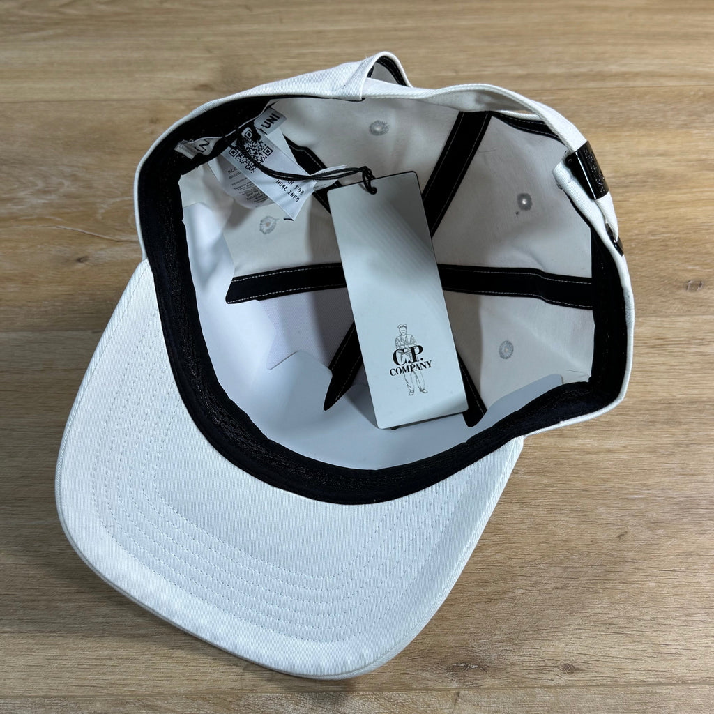 C.P. Company Gabardine Logo Cap in Gauze White