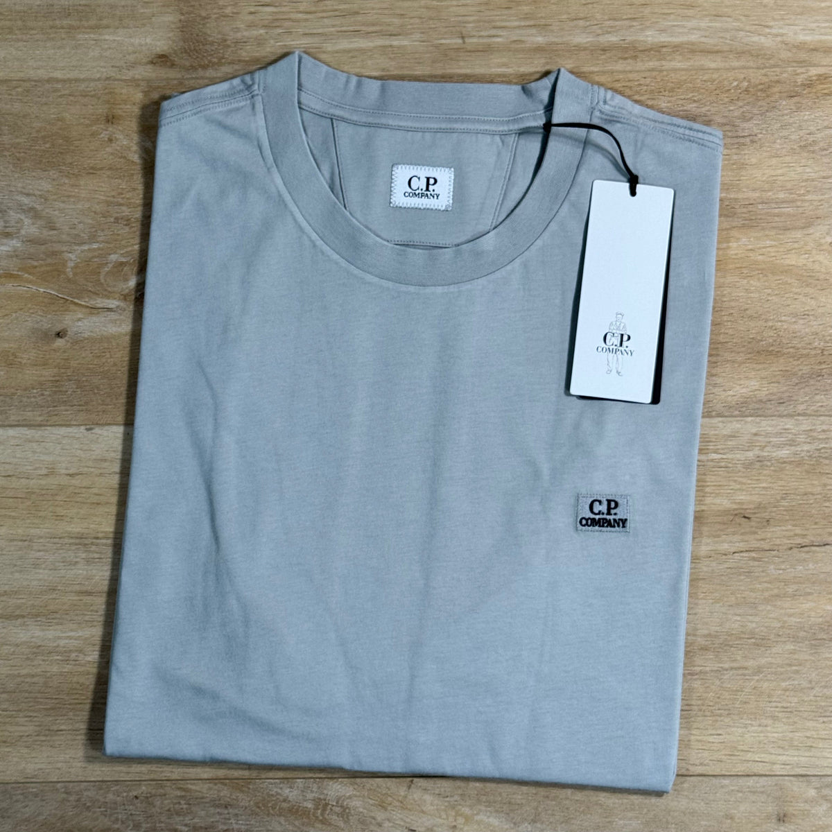 C.P. Company 30/1 Jersey Logo Patch T-Shirt in Flint Grey