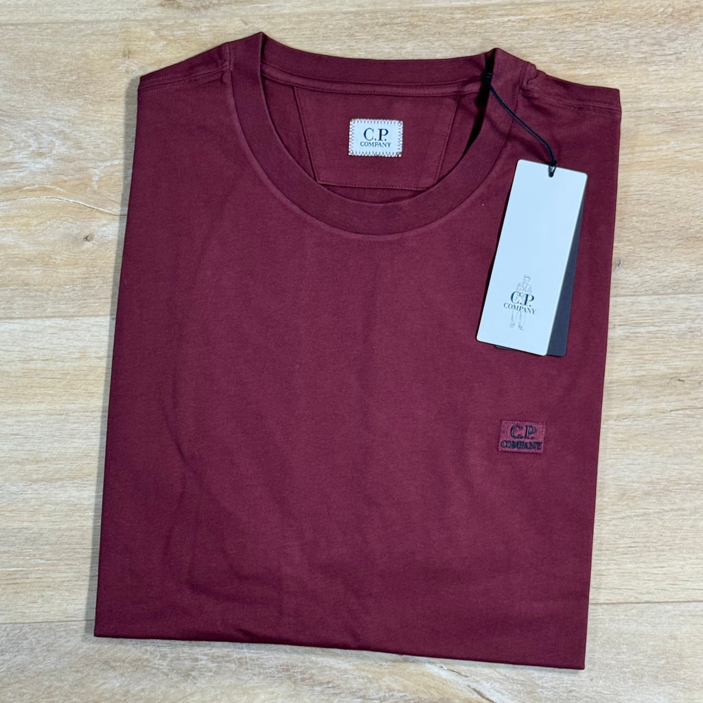 C.P. Company 30/1 Jersey Logo Patch T-Shirt in Andorra - Red