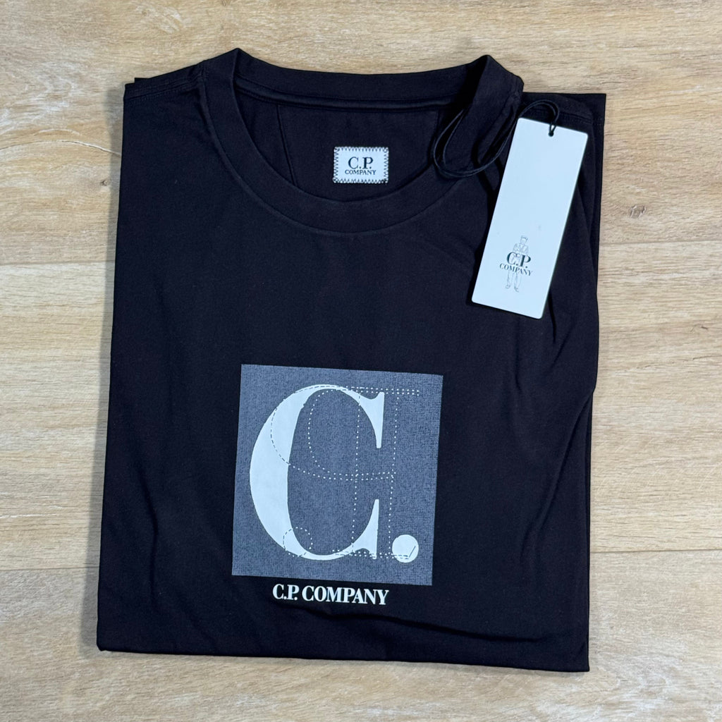 C.P. Company 30/1 Jersey Front / Rear Logo T-Shirt in Black