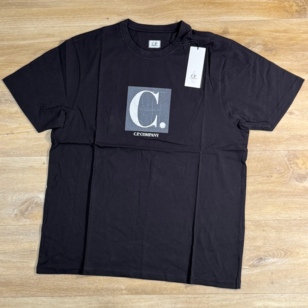 C.P. Company 30/1 Jersey Front / Rear Logo T-Shirt in Black
