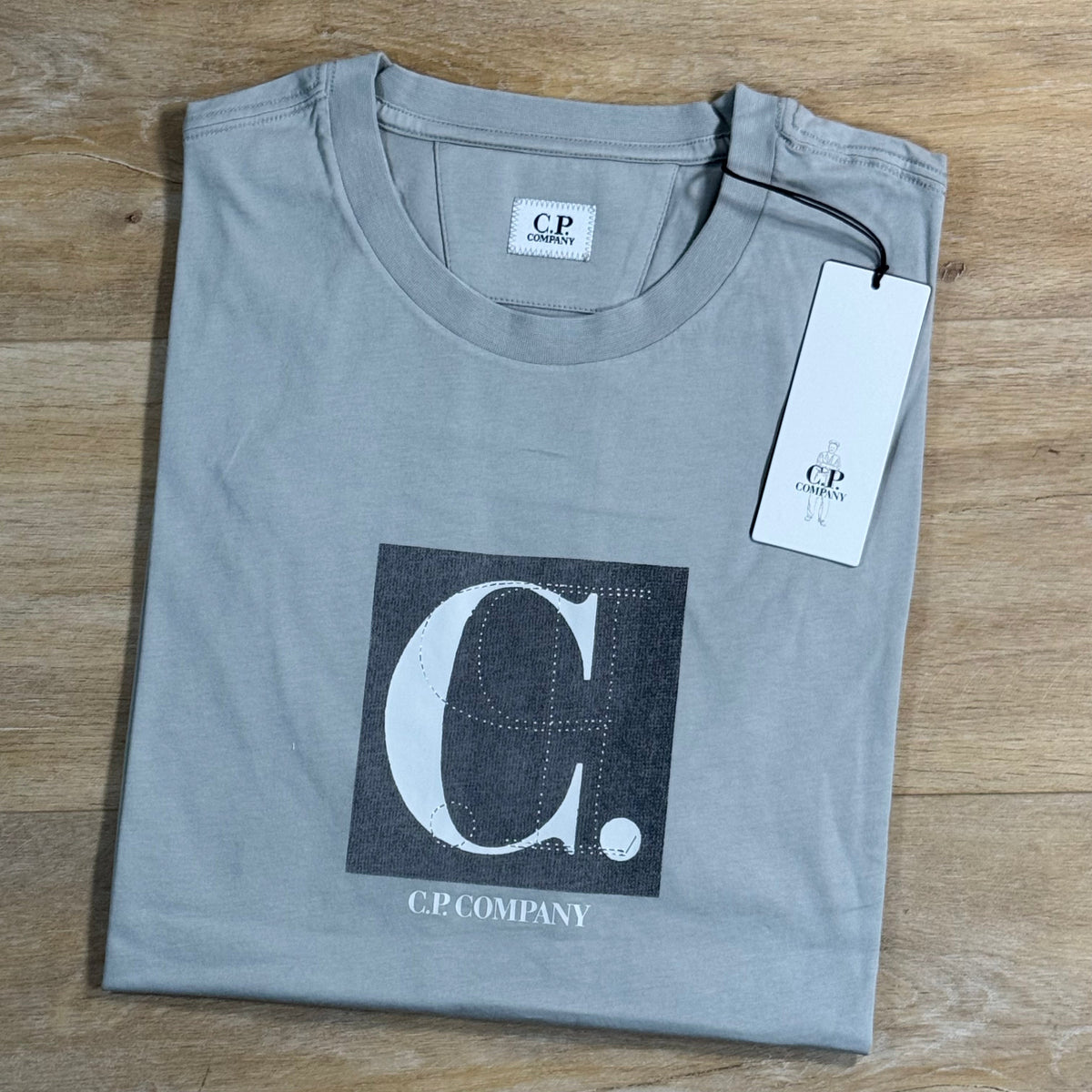 C.P. Company 30/1 Jersey Front / Rear Logo T-Shirt in Flint Grey