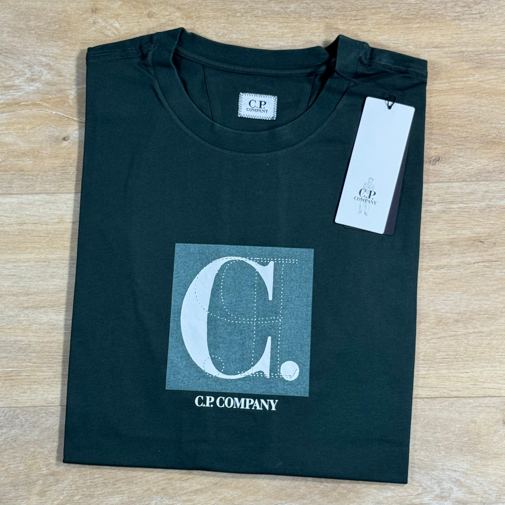 C.P. Company 30/1 Jersey Front / Rear Logo T-Shirt in Ponderosa Pine - Green