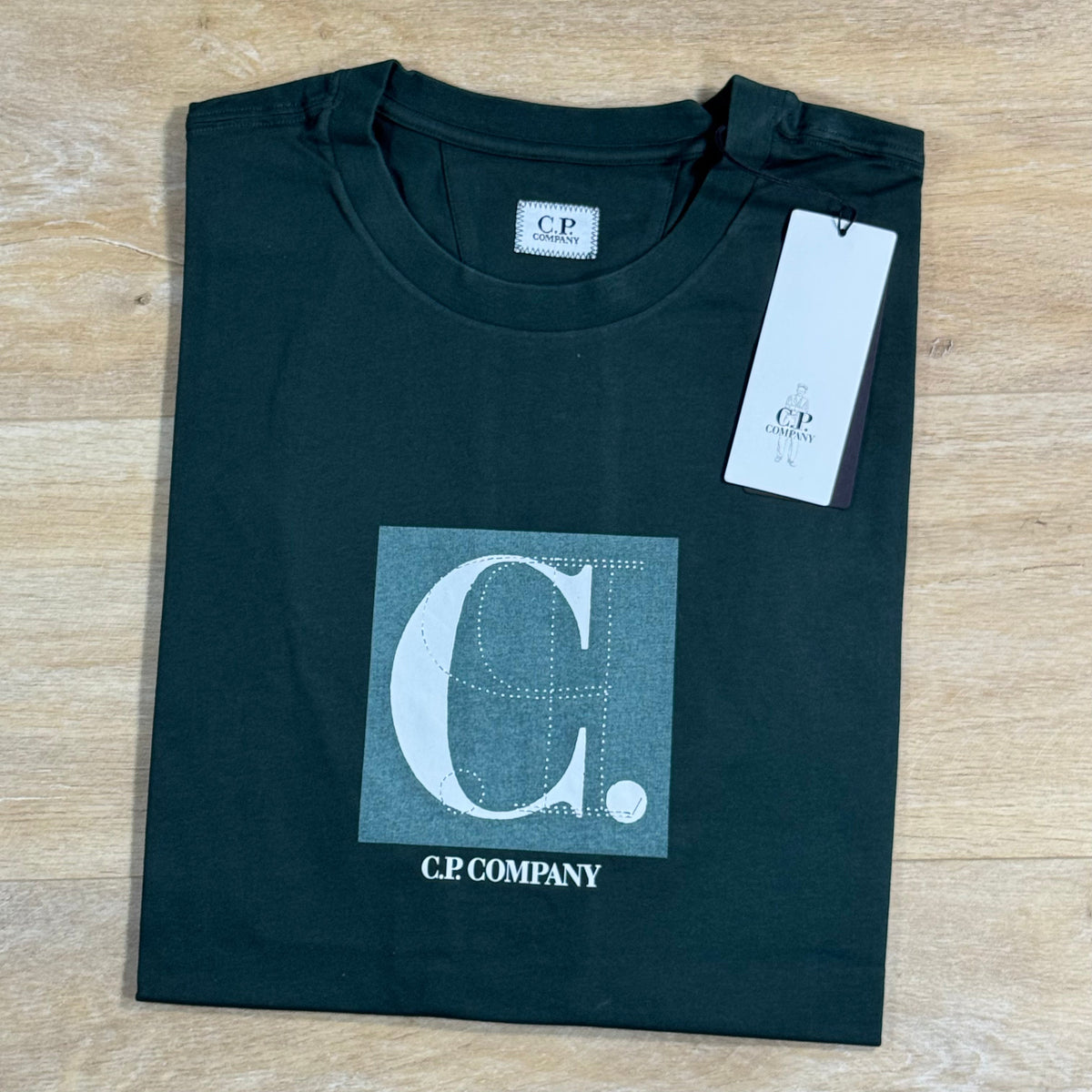 C.P. Company 30/1 Jersey Front / Rear Logo T-Shirt in Ponderosa Pine - Green