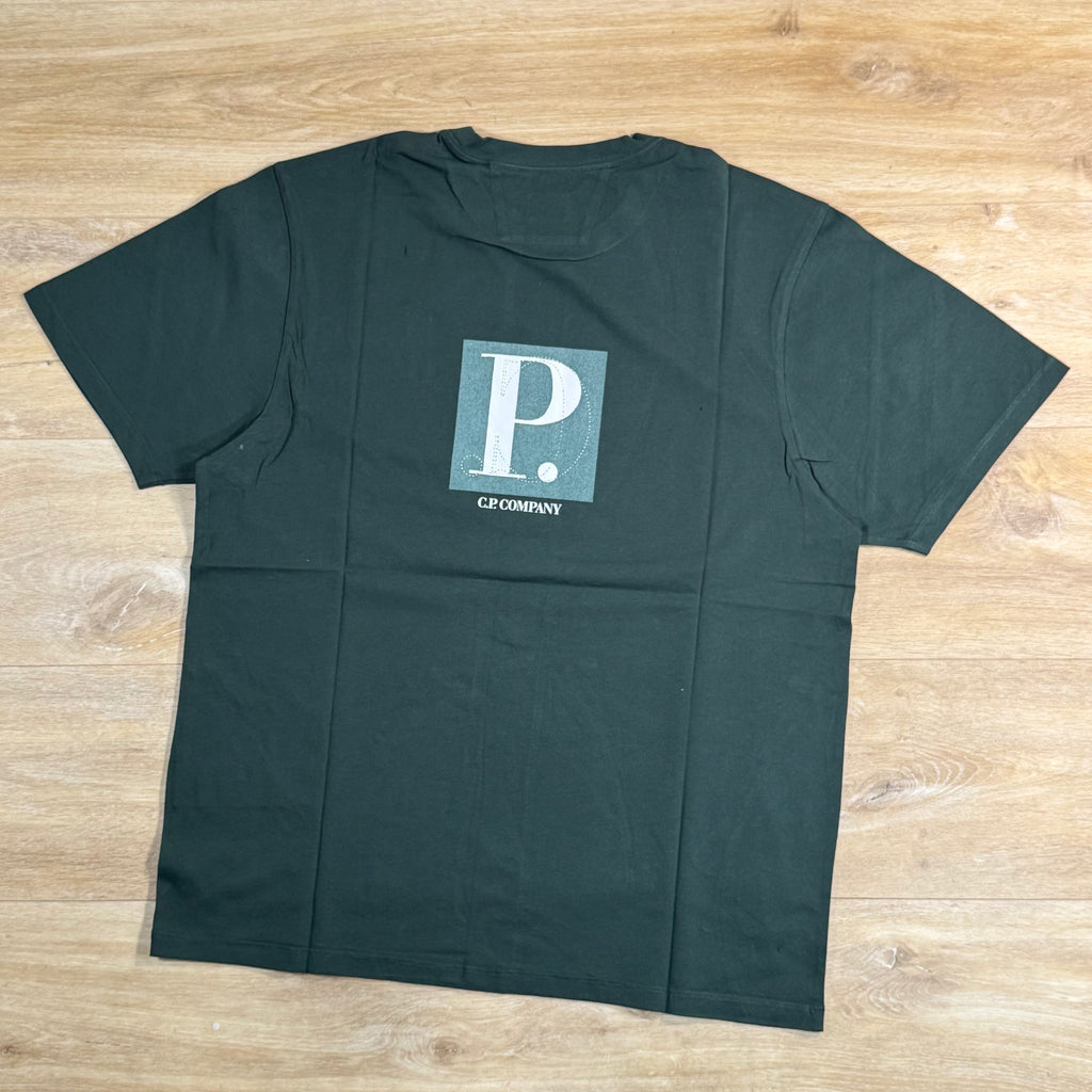 C.P. Company 30/1 Jersey Front / Rear Logo T-Shirt in Ponderosa Pine - Green