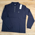 C.P. Company Stretch Piquet Long Sleeve Zip Polo in Navy