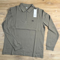 C.P. Company Stretch Piquet Long Sleeve Zip Polo in Fallen Rock - Beige