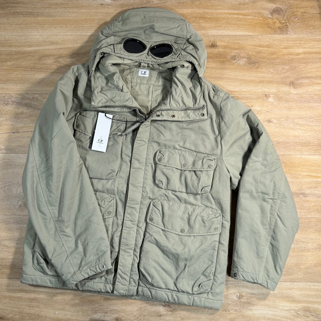 C.P. Company T-Flatt Padded Goggle Jacket in Fallen Rock - Beige