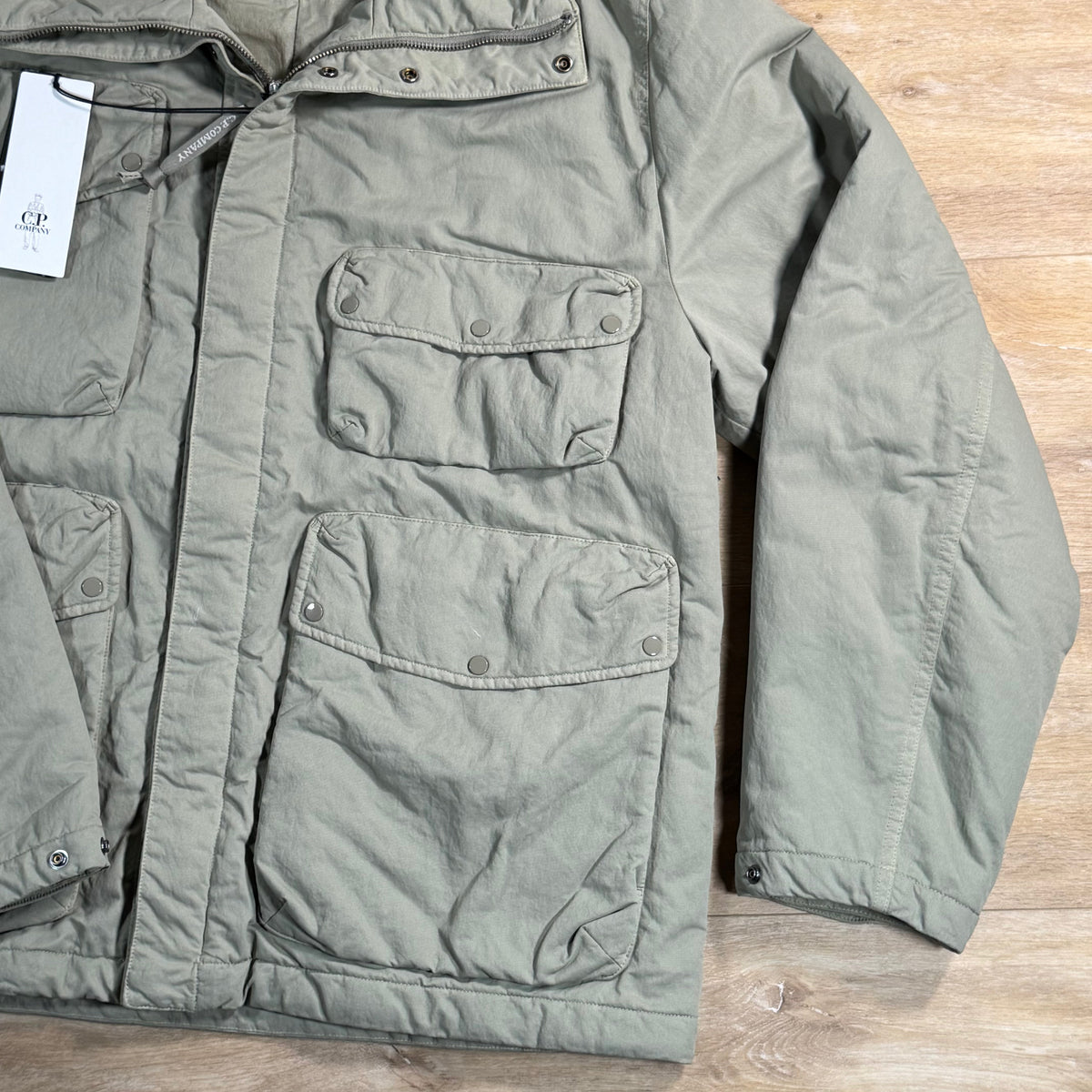 C.P. Company T-Flatt Padded Goggle Jacket in Fallen Rock - Beige
