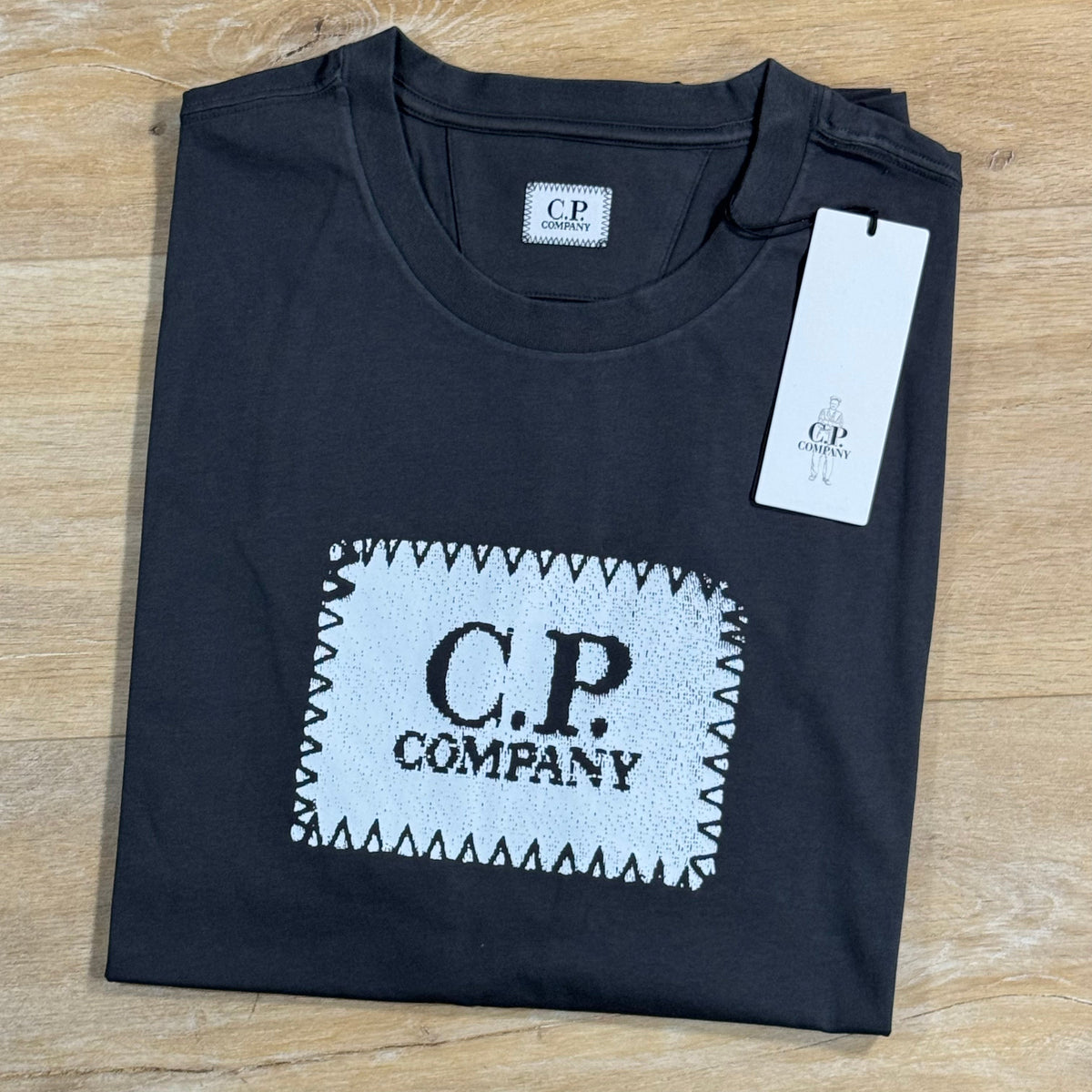 C.P. Company Stitch Block Logo T-Shirt in Raven - Grey