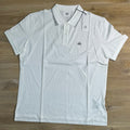 C.P. Company Stretch Piquet Striped Collar Polo Shirt in Gauze White
