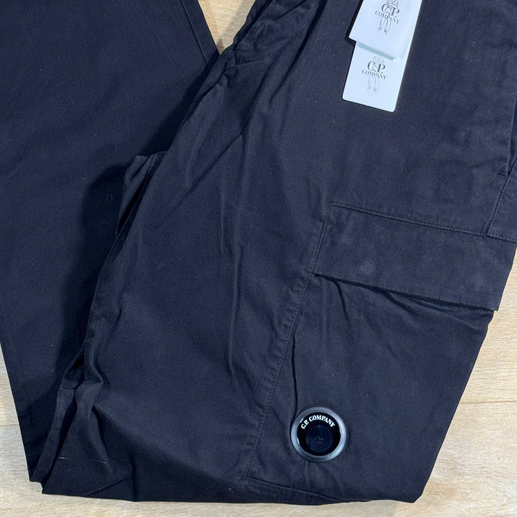 C.P. Company Stretch Sateen Lens Cargo Pants in Black