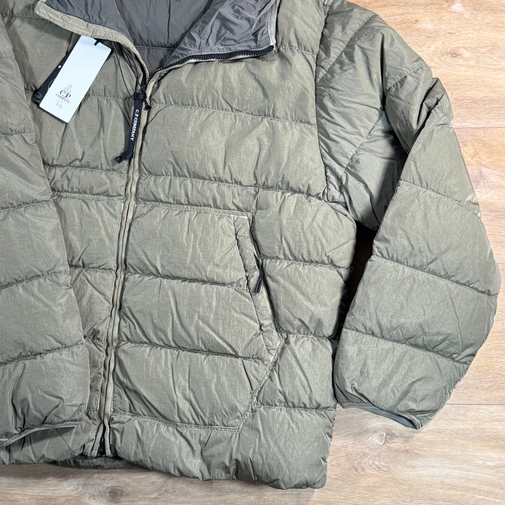 C.P. Company Chrome-R Goggle Down Jacket in Fallen Rock - Beige