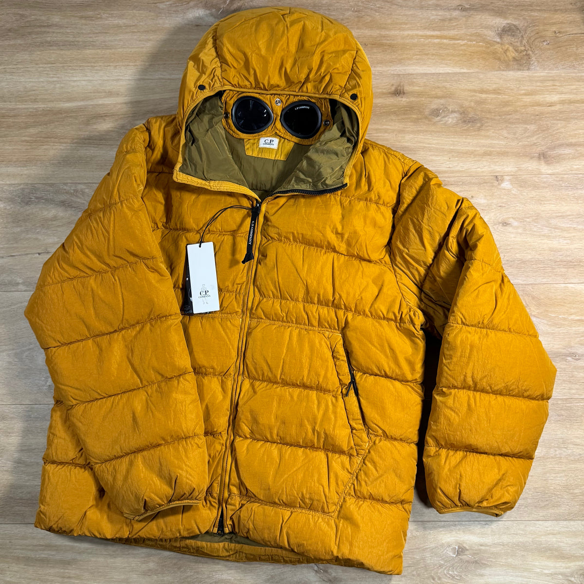 C.P. Company Chrome-R Goggle Down Jacket in Buck Thorn Brown
